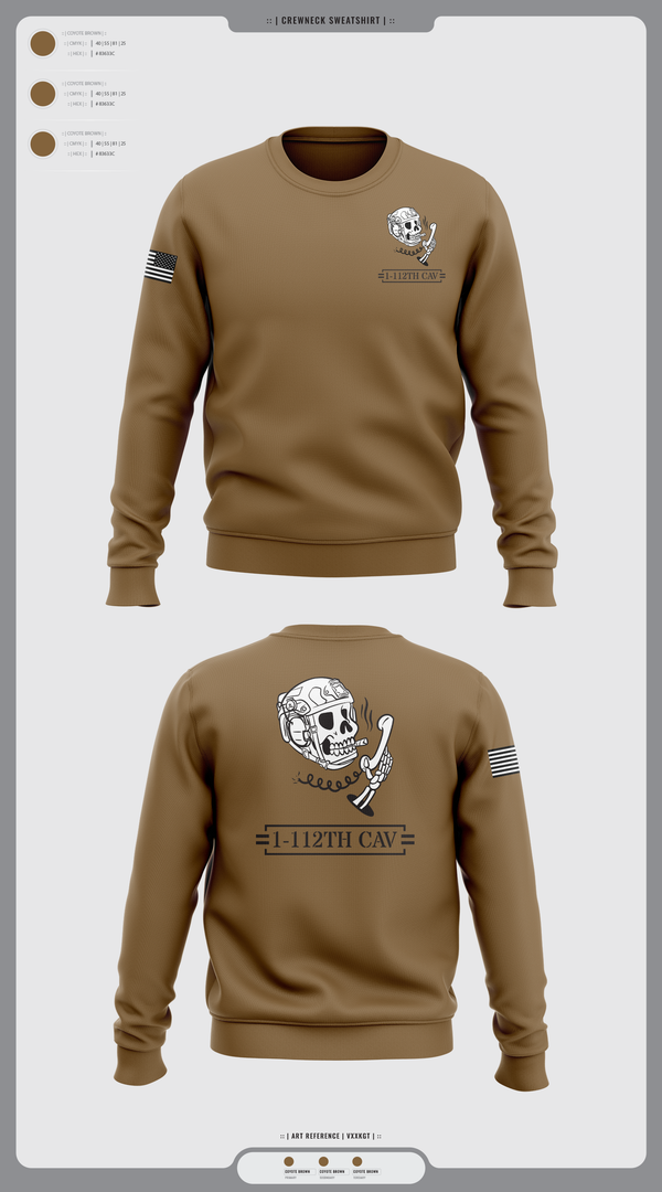 Crew Neck Sweatshirt, 1-112th cav, , Teamtime, Team time, sublimation, custom sports apparel, team uniforms, spirit wear, spiritwear, sports uniforms, custom shirts, team store, custom team store, fundraiser sports, apparel fundraiser