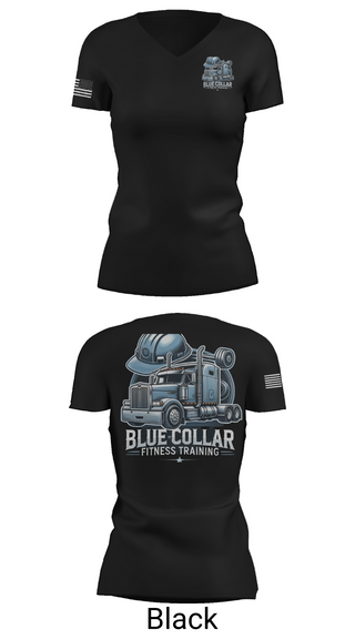 Womens Short Sleeve Vneck Shirt, Blue Collar Fitness Training, , Teamtime, Team time, sublimation, custom sports apparel, team uniforms, spirit wear, spiritwear, sports uniforms, custom shirts, team store, custom team store, fundraiser sports, apparel fundraiser