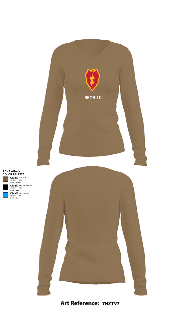 Women's Long Sleeve Vneck Shirt, 25th ID, Army, Teamtime, Team time, sublimation, custom sports apparel, team uniforms, spirit wear, spiritwear, sports uniforms, custom shirts, team store, custom team store, fundraiser sports, apparel fundraiser