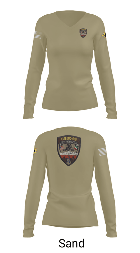 Women's Long Sleeve Vneck Shirt, CSSD 28, Marines, Teamtime, Team time, sublimation, custom sports apparel, team uniforms, spirit wear, spiritwear, sports uniforms, custom shirts, team store, custom team store, fundraiser sports, apparel fundraiser