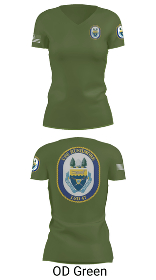 Women's Short Sleeve Vneck Shirt, USS RUSHMORE, Navy, Teamtime, Team time, sublimation, custom sports apparel, team uniforms, spirit wear, spiritwear, sports uniforms, custom shirts, team store, custom team store, fundraiser sports, apparel fundraiser