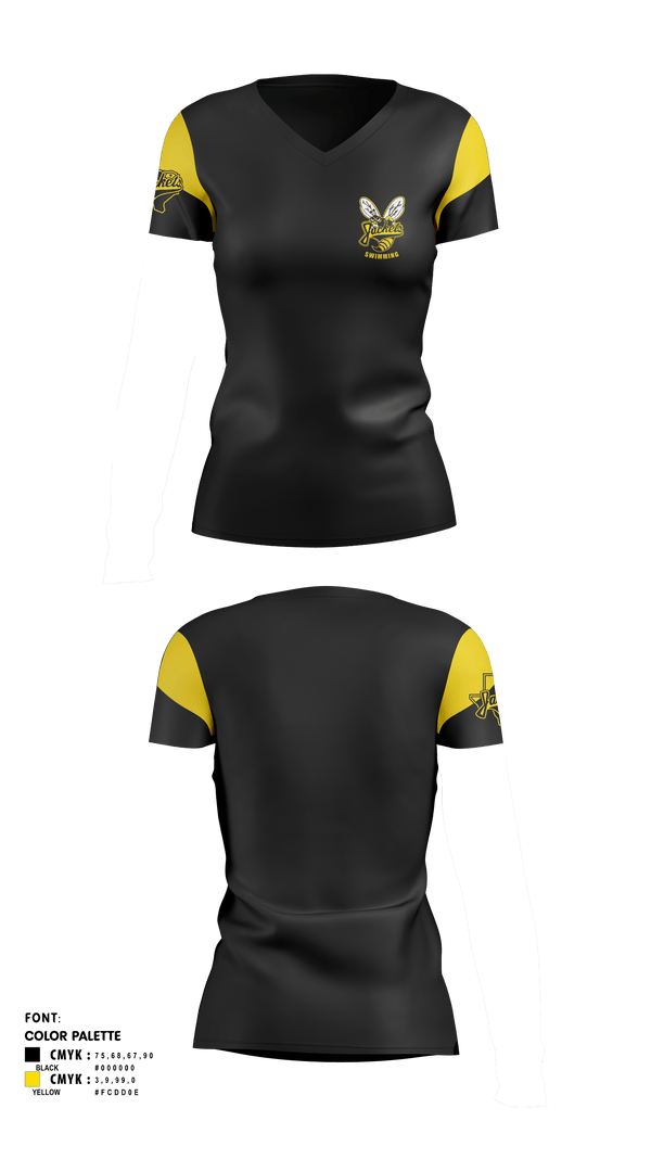 Womens Short Sleeve Vneck Shirt, Denison High School Swimming, Swimming, Teamtime, Team time, sublimation, custom sports apparel, team uniforms, spirit wear, spiritwear, sports uniforms, custom shirts, team store, custom team store, fundraiser sports, apparel fundraiser