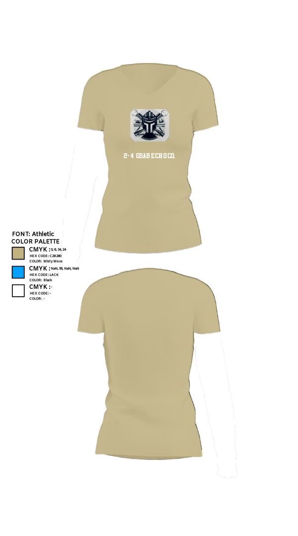 Women's Short Sleeve Vneck Shirt, 2-4 GSAB ECHO CO., Army, Teamtime, Team time, sublimation, custom sports apparel, team uniforms, spirit wear, spiritwear, sports uniforms, custom shirts, team store, custom team store, fundraiser sports, apparel fundraiser