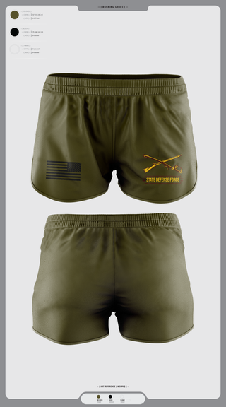 Womens Shorts, State Defense Force, Army, Teamtime, Team time, sublimation, custom sports apparel, team uniforms, spirit wear, spiritwear, sports uniforms, custom shirts, team store, custom team store, fundraiser sports, apparel fundraiser
