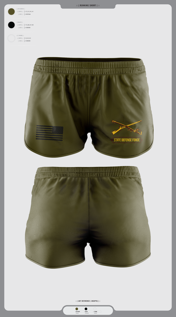 Womens Shorts, State Defense Force, Army, Teamtime, Team time, sublimation, custom sports apparel, team uniforms, spirit wear, spiritwear, sports uniforms, custom shirts, team store, custom team store, fundraiser sports, apparel fundraiser