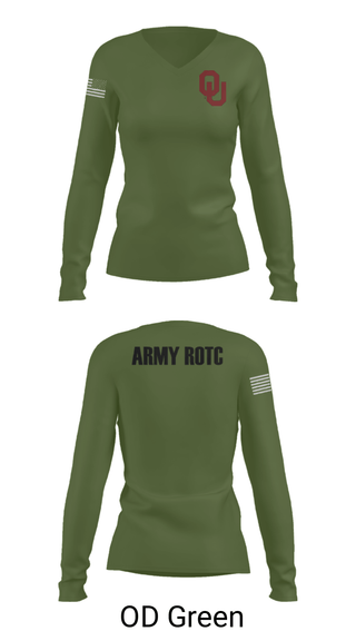 Womens Long Sleeve Vneck Shirt, OU Army ROTC, Army, Teamtime, Team time, sublimation, custom sports apparel, team uniforms, spirit wear, spiritwear, sports uniforms, custom shirts, team store, custom team store, fundraiser sports, apparel fundraiser
