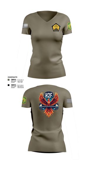 Womens Short Sleeve Vneck Shirt, Phoenix H2F, Army, Teamtime, Team time, sublimation, custom sports apparel, team uniforms, spirit wear, spiritwear, sports uniforms, custom shirts, team store, custom team store, fundraiser sports, apparel fundraiser