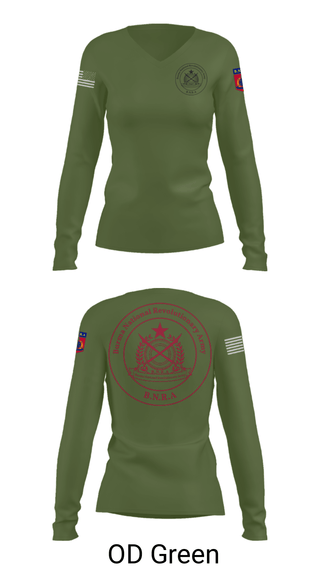Women's Long Sleeve Vneck Shirt, B.N.R.A, Army, Teamtime, Team time, sublimation, custom sports apparel, team uniforms, spirit wear, spiritwear, sports uniforms, custom shirts, team store, custom team store, fundraiser sports, apparel fundraiser