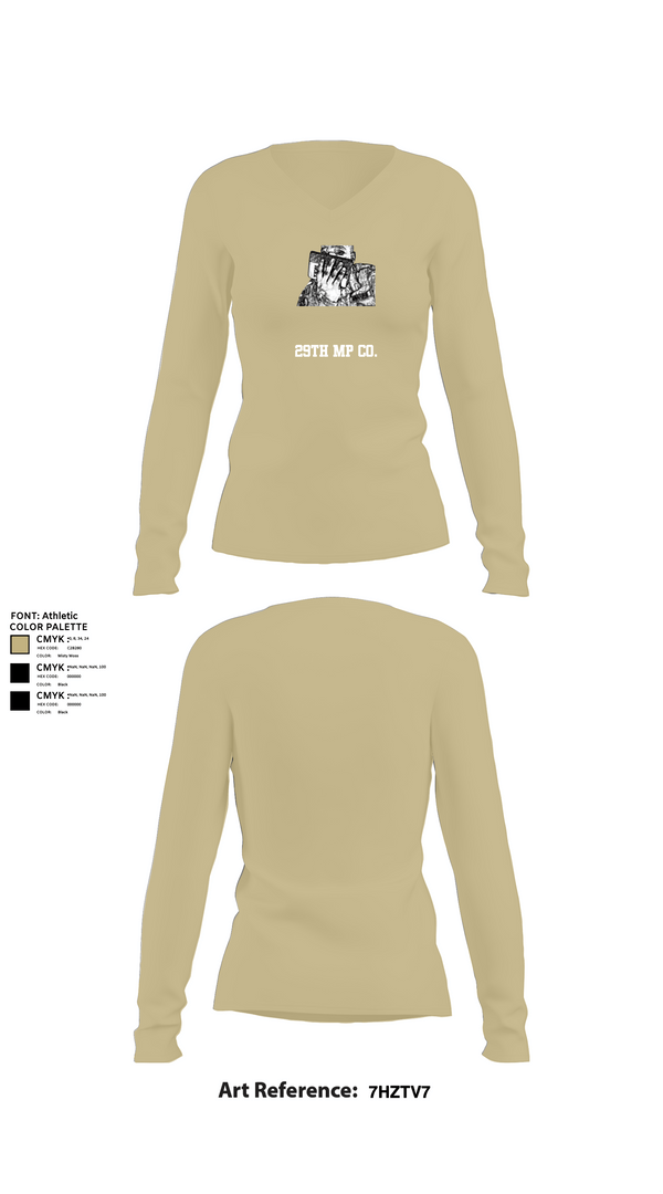 Womens Long Sleeve Vneck Shirt, 29th MP CO., Fire Department, Teamtime, Team time, sublimation, custom sports apparel, team uniforms, spirit wear, spiritwear, sports uniforms, custom shirts, team store, custom team store, fundraiser sports, apparel fundraiser