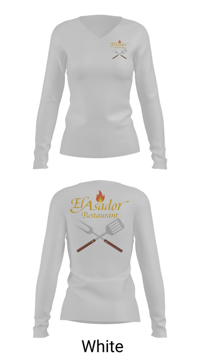 El Asador Restaurant 13570745 Women's Long Sleeve V-neck Shirt -1 16