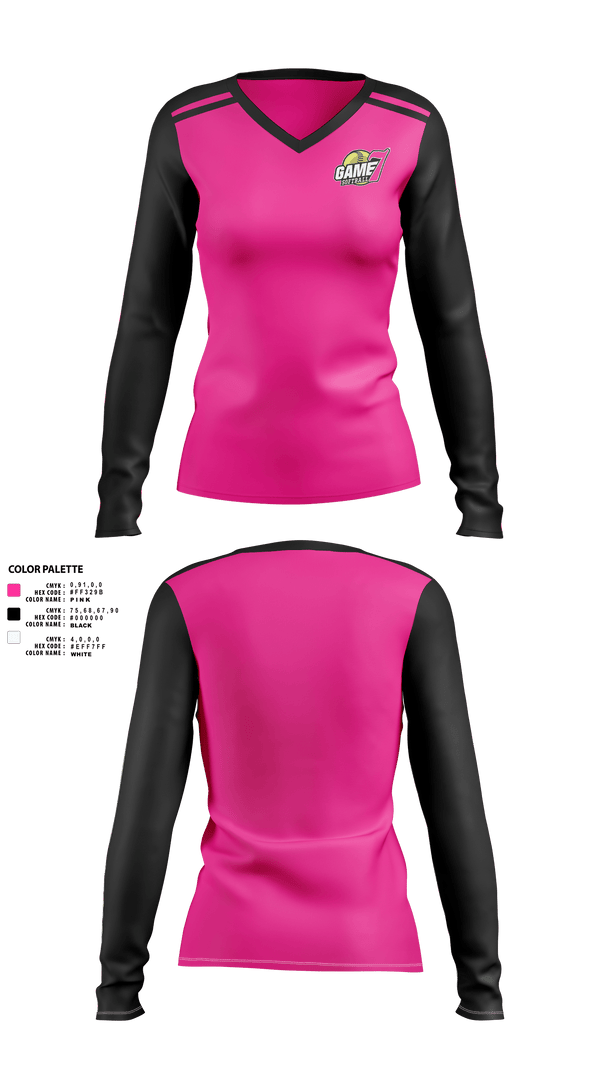 Womens Long Sleeve Vneck Shirt, Game7 Softball, Softball, Teamtime, Team time, sublimation, custom sports apparel, team uniforms, spirit wear, spiritwear, sports uniforms, custom shirts, team store, custom team store, fundraiser sports, apparel fundraiser