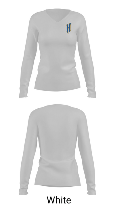 Hudson High School Basketball 39408315 Women's Long Sleeve V-neck Shirt - 16