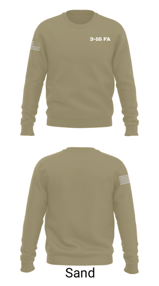 Crew Neck Sweatshirt, 3-16 FA, Army, Teamtime, Team time, sublimation, custom sports apparel, team uniforms, spirit wear, spiritwear, sports uniforms, custom shirts, team store, custom team store, fundraiser sports, apparel fundraiser
