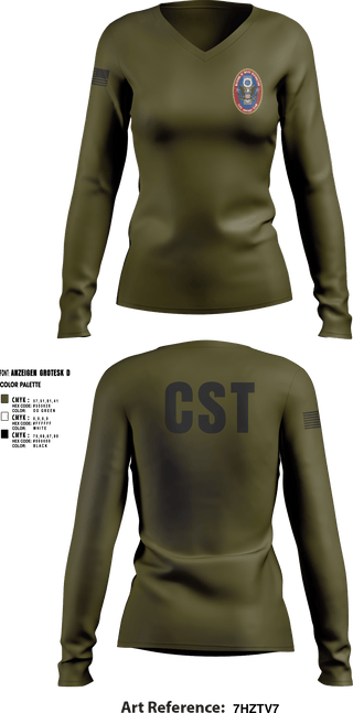 Womens Long Sleeve Vneck Shirt, 95th WMD CST, National Guard, Teamtime, Team time, sublimation, custom sports apparel, team uniforms, spirit wear, spiritwear, sports uniforms, custom shirts, team store, custom team store, fundraiser sports, apparel fundraiser