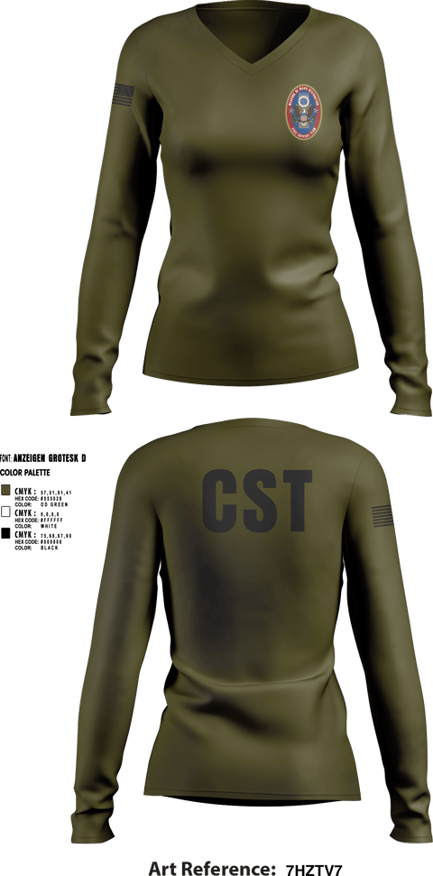 Womens Long Sleeve Vneck Shirt, 95th WMD CST, National Guard, Teamtime, Team time, sublimation, custom sports apparel, team uniforms, spirit wear, spiritwear, sports uniforms, custom shirts, team store, custom team store, fundraiser sports, apparel fundraiser