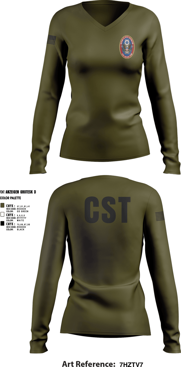 Womens Long Sleeve Vneck Shirt, 95th WMD CST, National Guard, Teamtime, Team time, sublimation, custom sports apparel, team uniforms, spirit wear, spiritwear, sports uniforms, custom shirts, team store, custom team store, fundraiser sports, apparel fundraiser