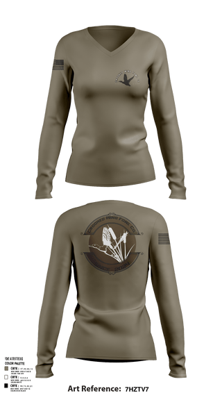 Womens Long Sleeve Vneck Shirt, Crooked Wing Fowl Co., , Teamtime, Team time, sublimation, custom sports apparel, team uniforms, spirit wear, spiritwear, sports uniforms, custom shirts, team store, custom team store, fundraiser sports, apparel fundraiser