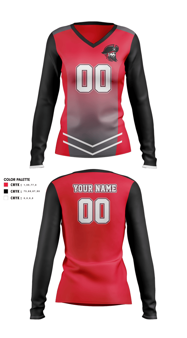 Women's Long Sleeve Vneck Shirt, Hart High School Volleyball, Women's Volleyball, Teamtime, Team time, sublimation, custom sports apparel, team uniforms, spirit wear, spiritwear, sports uniforms, custom shirts, team store, custom team store, fundraiser sports, apparel fundraiser