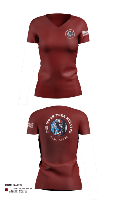 The Moss Tree Service 86074742 Women's Short Sleeve V-neck Shirt - 70