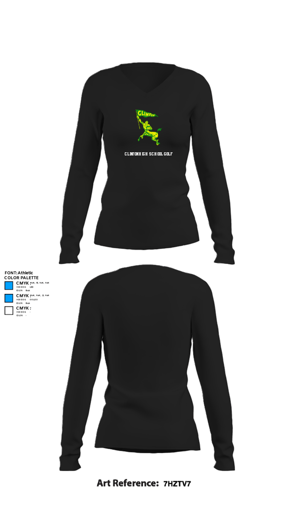 Womens Long Sleeve Vneck Shirt, Clinton High School Golf, Golf, Teamtime, Team time, sublimation, custom sports apparel, team uniforms, spirit wear, spiritwear, sports uniforms, custom shirts, team store, custom team store, fundraiser sports, apparel fundraiser