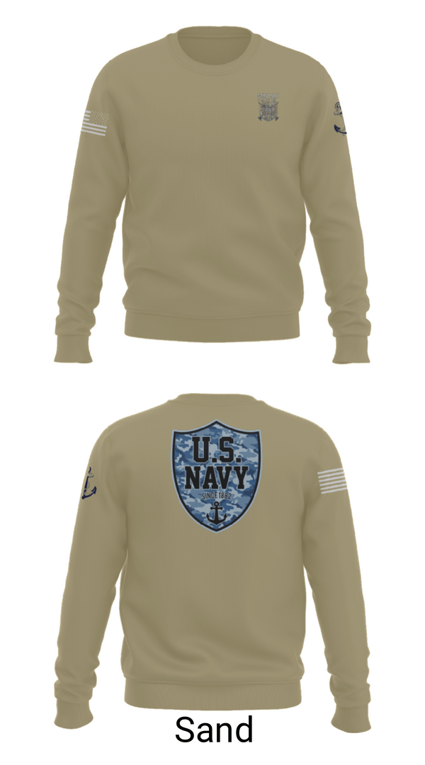 Crew Neck Sweatshirt, CVN 77 George HW Bus, Navy, Teamtime, Team time, sublimation, custom sports apparel, team uniforms, spirit wear, spiritwear, sports uniforms, custom shirts, team store, custom team store, fundraiser sports, apparel fundraiser