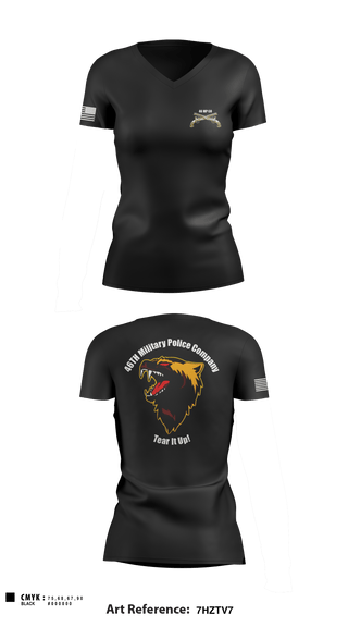 Womens Short Sleeve Vneck Shirt, 46th Military Police Company, , Teamtime, Team time, sublimation, custom sports apparel, team uniforms, spirit wear, spiritwear, sports uniforms, custom shirts, team store, custom team store, fundraiser sports, apparel fundraiser