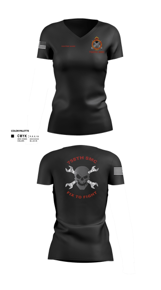 Women's Short Sleeve Vneck Shirt, 758th SMC, Army, Teamtime, Team time, sublimation, custom sports apparel, team uniforms, spirit wear, spiritwear, sports uniforms, custom shirts, team store, custom team store, fundraiser sports, apparel fundraiser