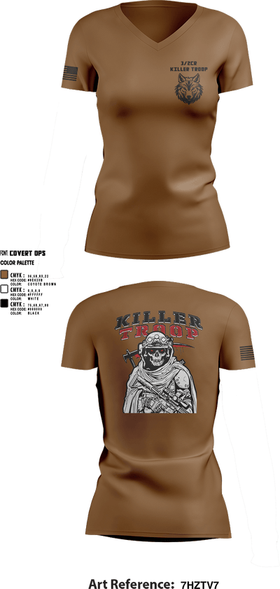 3/2CR Killer Troop 6220684 Women's Short Sleeve V-neck Shirt - 10