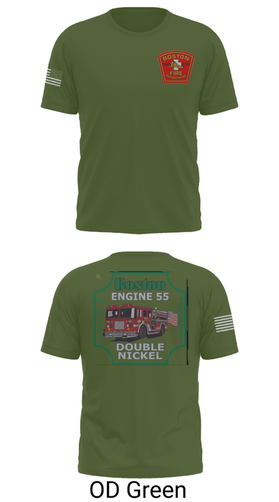 Boston Fire Department Engine 55 92329378 Old School Cotton Feel Shirt - 50