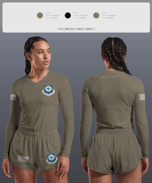 Womens Long Sleeve Vneck Shirt, Gallup Raptor Composite Squadron, Air Force, Teamtime, Team time, sublimation, custom sports apparel, team uniforms, spirit wear, spiritwear, sports uniforms, custom shirts, team store, custom team store, fundraiser sports, apparel fundraiser