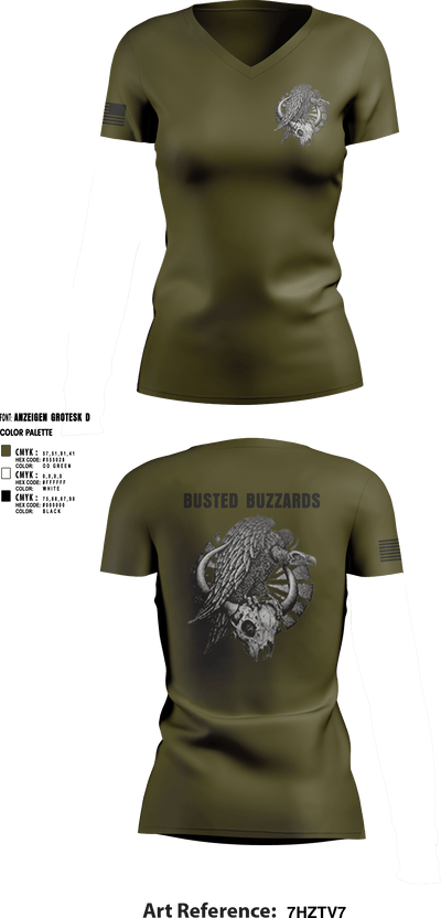 CREW 3 BUSTED BUZZARDS 64090708 Women's Short Sleeve V-neck Shirt - 5
