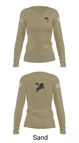 Womens Long Sleeve Vneck Shirt, Oklahoma State University Ranger Challenge, Army, Teamtime, Team time, sublimation, custom sports apparel, team uniforms, spirit wear, spiritwear, sports uniforms, custom shirts, team store, custom team store, fundraiser sports, apparel fundraiser