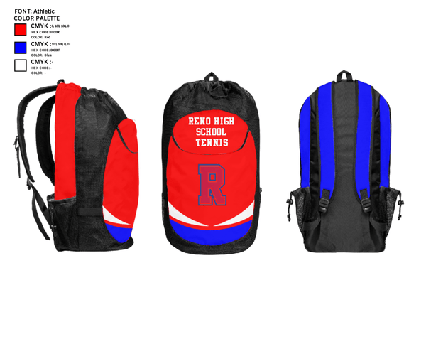 Gear Bag, Reno High School Tennis, Tennis, Teamtime, Team time, sublimation, custom sports apparel, team uniforms, spirit wear, spiritwear, sports uniforms, custom shirts, team store, custom team store, fundraiser sports, apparel fundraiser