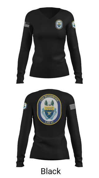 Women's Long Sleeve Vneck Shirt, USS RUSHMORE, Navy, Teamtime, Team time, sublimation, custom sports apparel, team uniforms, spirit wear, spiritwear, sports uniforms, custom shirts, team store, custom team store, fundraiser sports, apparel fundraiser