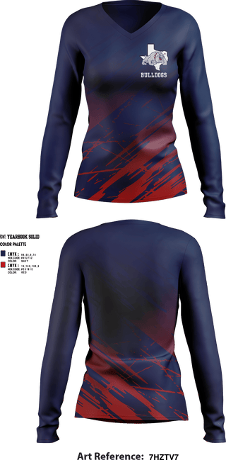 Womens Long Sleeve Vneck Shirt, Bulldogs, , Teamtime, Team time, sublimation, custom sports apparel, team uniforms, spirit wear, spiritwear, sports uniforms, custom shirts, team store, custom team store, fundraiser sports, apparel fundraiser
