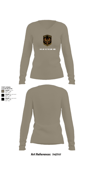 940 Air Refueling Wing 53360157 Women's Long Sleeve V-neck Shirt - 62