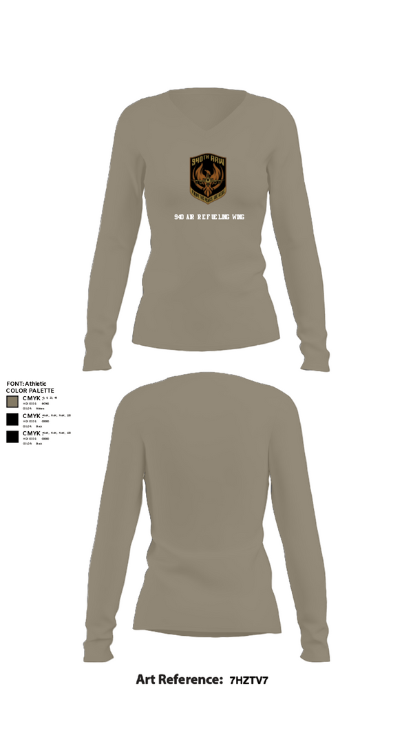 Women's Long Sleeve Vneck Shirt, 940 Air Refueling Wing, , Teamtime, Team time, sublimation, custom sports apparel, team uniforms, spirit wear, spiritwear, sports uniforms, custom shirts, team store, custom team store, fundraiser sports, apparel fundraiser