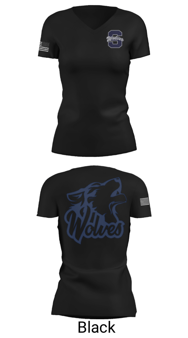 Womens Short Sleeve Vneck Shirt, Shawnee Middle School Cheer, Cheer, Teamtime, Team time, sublimation, custom sports apparel, team uniforms, spirit wear, spiritwear, sports uniforms, custom shirts, team store, custom team store, fundraiser sports, apparel fundraiser