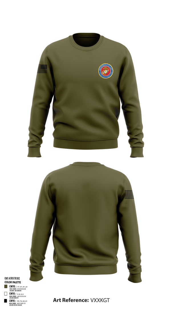 Crew Neck Sweatshirt, 189/34th unit, Marines, Teamtime, Team time, sublimation, custom sports apparel, team uniforms, spirit wear, spiritwear, sports uniforms, custom shirts, team store, custom team store, fundraiser sports, apparel fundraiser