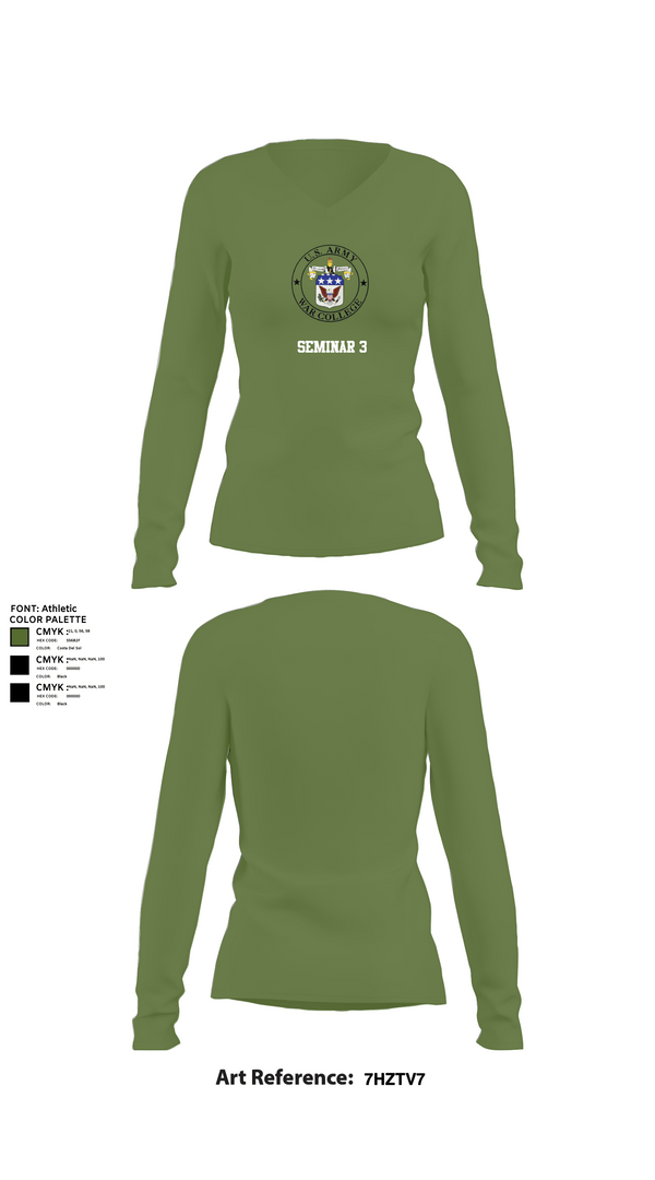 Womens Long Sleeve Vneck Shirt, Seminar 3, Army, Teamtime, Team time, sublimation, custom sports apparel, team uniforms, spirit wear, spiritwear, sports uniforms, custom shirts, team store, custom team store, fundraiser sports, apparel fundraiser