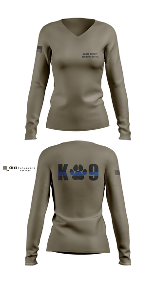 Womens Long Sleeve Vneck Shirt, Vance County Sheriff's Office  K9 Unit, Police, Teamtime, Team time, sublimation, custom sports apparel, team uniforms, spirit wear, spiritwear, sports uniforms, custom shirts, team store, custom team store, fundraiser sports, apparel fundraiser