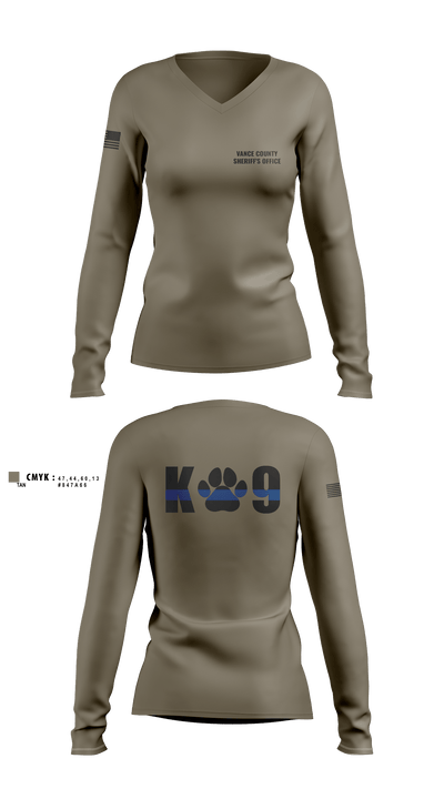 Vance County Sheriff's Office  K9 Unit 48237740 Women's Long Sleeve V-neck Shirt - 8