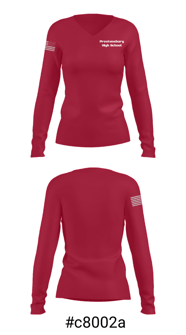 Women's Long Sleeve Vneck Shirt, Prestonsburg High School, Softball, Teamtime, Team time, sublimation, custom sports apparel, team uniforms, spirit wear, spiritwear, sports uniforms, custom shirts, team store, custom team store, fundraiser sports, apparel fundraiser