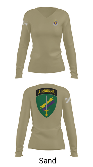 Womens Long Sleeve Vneck Shirt, Civil Affairs Schoolhouse, , Teamtime, Team time, sublimation, custom sports apparel, team uniforms, spirit wear, spiritwear, sports uniforms, custom shirts, team store, custom team store, fundraiser sports, apparel fundraiser