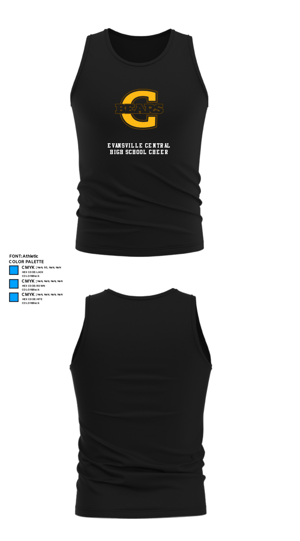 Tank Top, Evansville Central High School Cheer, Cheer, Teamtime, Team time, sublimation, custom sports apparel, team uniforms, spirit wear, spiritwear, sports uniforms, custom shirts, team store, custom team store, fundraiser sports, apparel fundraiser