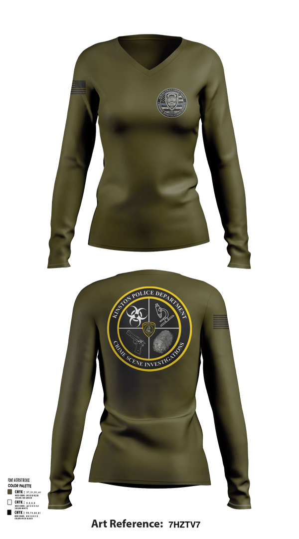 Womens Long Sleeve Vneck Shirt, CID, Police, Teamtime, Team time, sublimation, custom sports apparel, team uniforms, spirit wear, spiritwear, sports uniforms, custom shirts, team store, custom team store, fundraiser sports, apparel fundraiser