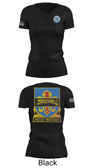 Womens Short Sleeve Vneck Shirt, HHD, 415th Military Intelligence Battalion, National Guard, Teamtime, Team time, sublimation, custom sports apparel, team uniforms, spirit wear, spiritwear, sports uniforms, custom shirts, team store, custom team store, fundraiser sports, apparel fundraiser