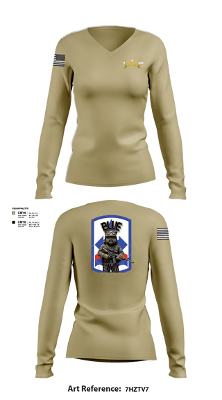 Womens Long Sleeve Vneck Shirt 1, Bad boyzBlue Ewok, Army, Teamtime, Team time, sublimation, custom sports apparel, team uniforms, spirit wear, spiritwear, sports uniforms, custom shirts, team store, custom team store, fundraiser sports, apparel fundraiser