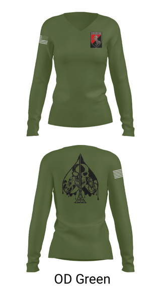 Womens Long Sleeve Vneck Shirt, Dealer Company, 1/11 ACR, Army, Teamtime, Team time, sublimation, custom sports apparel, team uniforms, spirit wear, spiritwear, sports uniforms, custom shirts, team store, custom team store, fundraiser sports, apparel fundraiser