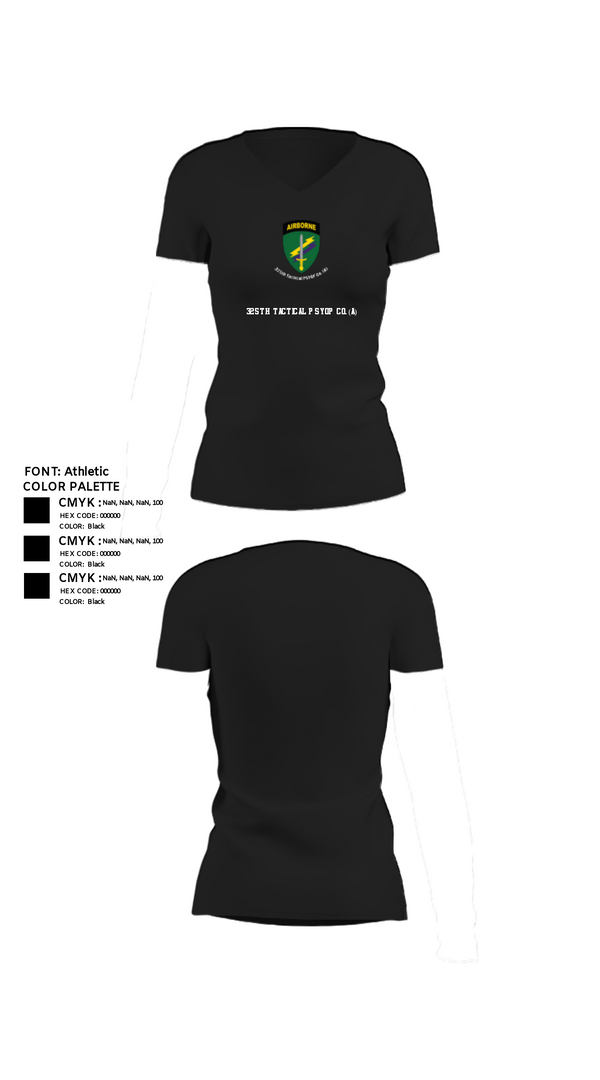 Women's Short Sleeve Vneck Shirt, 325th Tactical PSYOP Co. (A), Army, Teamtime, Team time, sublimation, custom sports apparel, team uniforms, spirit wear, spiritwear, sports uniforms, custom shirts, team store, custom team store, fundraiser sports, apparel fundraiser